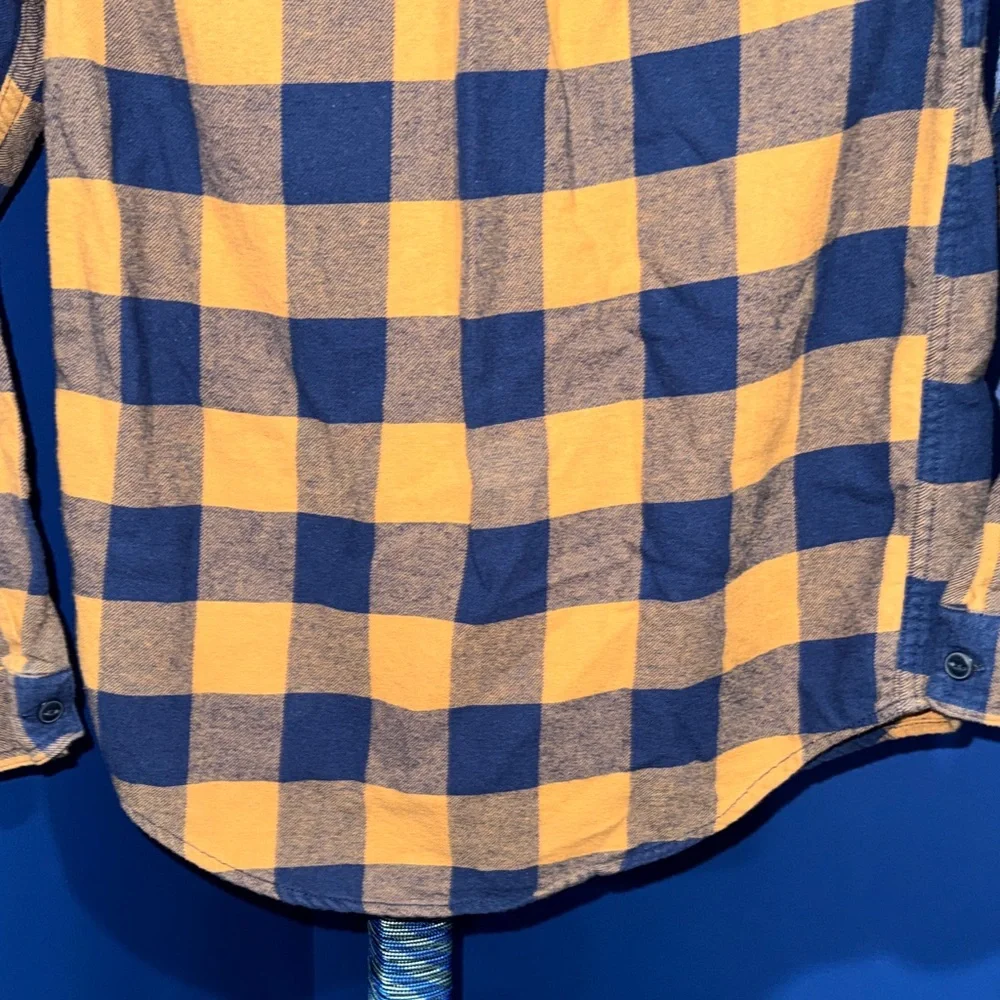 The Children's Place - Navy & Yellow Plaid Button-Down Shirt Size 10/12